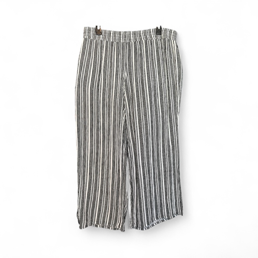 🆕 🖤🤍 NWOT APT. 9 Black & White Stripe Print Wide Leg Pants | Sz XL